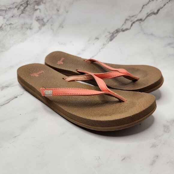 Sanuk Coral Yoga Spree Flip Flops Sandals Slip-On Toe Post Women's 7 - Picture 1 of 4